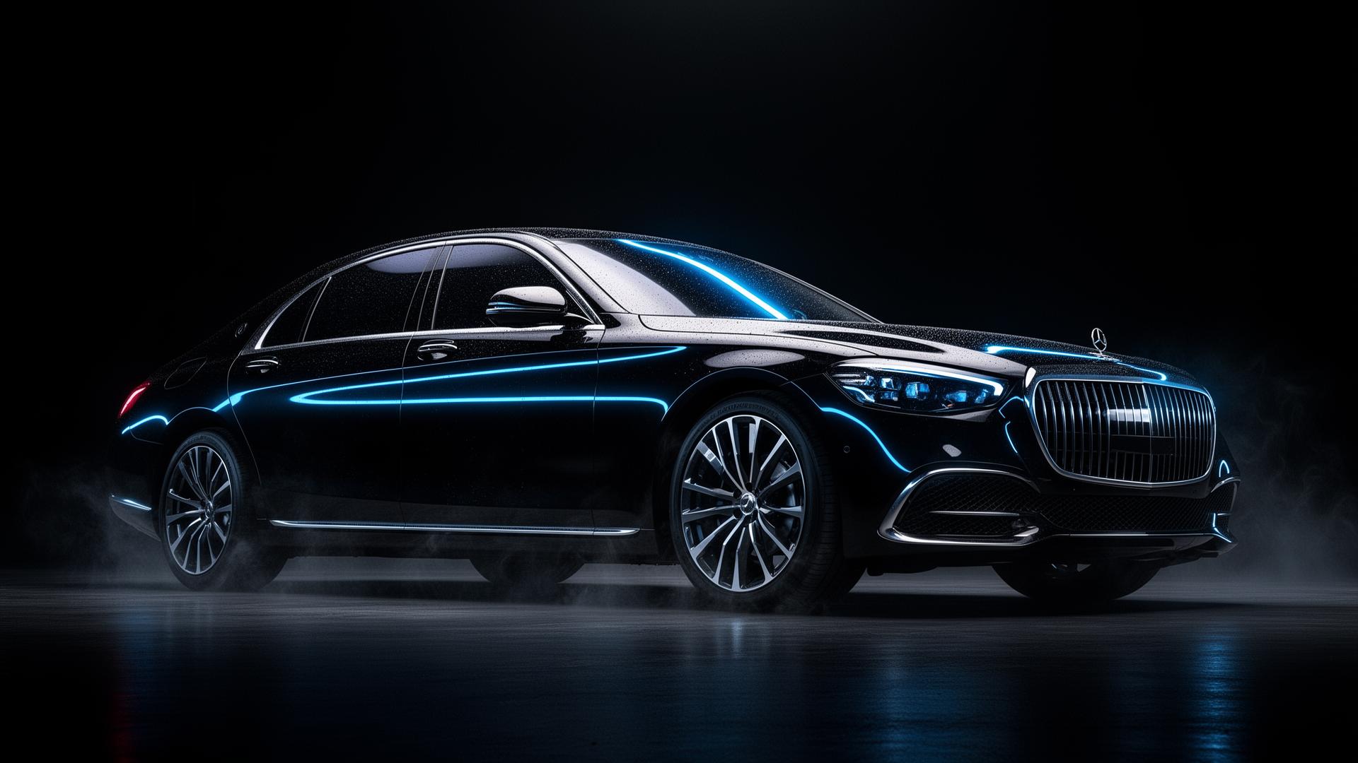 Black luxury sedan with ceramic tinted windows